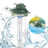 RenFox Termometro Flotante para Piscina de Agua, Tortuga Termometro de Piscina, con Cuerda Resistente para Piscina Piscina SPA Spas Jacuzzis Acuarios y Peces Estanques