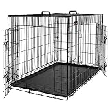FEANDREA Jaula para Perros, Jaula para Mascotas con 2 Puertas, 92,5 x 57,5 x 64 cm, Negro PPD36BK