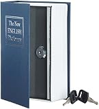 Amazon Basics - Caja de seguridad en forma de libro - Cerradura con llave (pequeña) - Azul