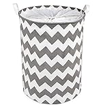 LEADSTAR Cesta de Almacenamiento de Tela,Plegable Cesto para la Colada con Cubierta de Cordón y Asas para Ropa Juguetes, Niños Dormitorio,Organizador del Hogar, Gris Ola