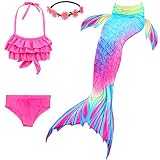 Fishkidtail pcs Traje de Baño de Cuello Hálter con Cola de Sirena Bikini Set para Niña4