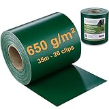 workingHOUSE ViewProtect Valla para el Jardín PVC de Primera Calidad - Rollo Aislante para Balcones y Jardines 35m x 19 cm 650gsm de Grosor, Incluye 26 Tiras de Sujeción (Verde)