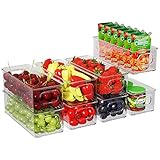 FINEW Juego de 8 Cajas plásticas organizadoras de pequeña Nevera – Práctico Organizador de despensa – pequeño Organizador de congelador frigorífico – Transparente para el frigorífico - sin BPA