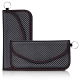 2PCS Funda Faraday Móvil para Teléfono y Llave Coche, Bolsa Faraday Bloqueador Jaula Faraday Portatil, Bolsa Blindaje Senal RFID Proteger Privacidad Móvil (Fibra de Carbono)