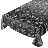 Anro - Mantel de Hule, Lavable, diseño Retro, 100 x 140 cm, Color Negro