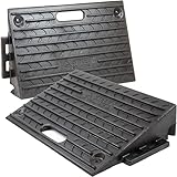 Rampa para Coches 10 cm Pack de 2 - Rampas de Goma para Motos, Autocaravanas, Sillas de Ruedas, Camiones, Carretillas, Remolques, Perros - Cuñas de Caucho Antideslizantes para Aceras y Bordillos