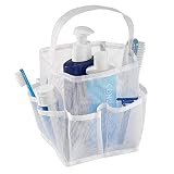 mDesign Cesta para Ducha para Guardar champu, Gel, jabón y más - Repisa Colgante Plegable para Ducha - También Puede apoyarse - De Malla plastica, repele el Agua