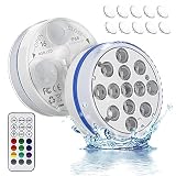 2 pcs Luces Sumergibles LED, DEEFSOUL Luces Sumergibles Piscina Con 13 CuentasDde Lámpara LED, 16 Modos RGB, IP68 Aprueba De Agua, Con Control Remoto Para Jardín / Boda / Acuario/Fiesta Jardín/Bodas…