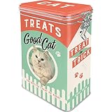 Nostalgic-Art Caja Retro Cat Treats – Idea de Regalo para dueños de Gatos, Lata con Tapa aromática, Diseño Vintage, 11 cm