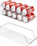 Puricon 2 Unidades Organizador Apilable para Latas y Botellas, Caja Transparente de Nevera Almacenamiento para Frutas Verduras Botes Contenedor de 10 Latas -Pequeño