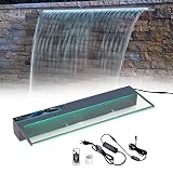 Pondo Fuente de piscina de cascada iluminada con cambio de color LED 7 y mando a distancia, vertido de acrílico para jardín, de 60 cm