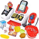 BUYGER Máquina Cajas Registradoras de Juguetes Electrónica Escáner Supermercado Comida Juguetes Tienda Infantil Juego de rol Regalo para Niños Niñas