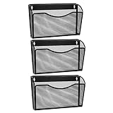 Archivador Montable en Pared (Paquete de 3), Archivador Organizador AGPtek de Malla Metálica con Compartimiento Sencillo - Negro