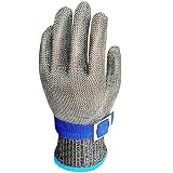 Guantes Anticorte Seguridad Corte Prueba puñalada Resistente Acero Inoxidable de Malla metálica Carnicero Guante Nivel 5(Un guante) (L)