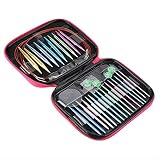 FTVOGUE Juego de Agujas de Tejer Circulares de Aluminio Intercambiables con Bolsa portátil Agujas de Ganchillos Kit de Ganchillos