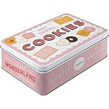 Nostalgic-Art Caja ​Plana de Metal Retro Wonder Cookies – Idea de Regalo para Cocina, Lata metálica con Tapa, Diseño Vintage, 23x16x7 cm