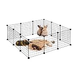 Relaxdays Parque Mascotas Ampliable para Conejos, Cobayas y Cachorros, Metal y Plástico, Negro, 37 x 110 x 110 cm