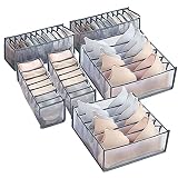 Xnuoyo Juego De Almacenamiento Con Divisor De Cajones Para Armario, Organizador De Ropa Interior Plegable, Organizador De Cajones, Almacenamiento En El Armario Para Sujetador, Calcetines - Gris, 6pcs