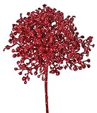 artplants.de Rama de plástico de Bayas de coralito WENDI, con Purpurina, Rojo, 15 cm - Rama Decorativa/Ramita Artificial de rucachucao