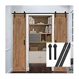 GIFSIN 13.6FT/413cm Kit de Puerta de Granero Puerta Corrediza de Granero Kit de Puerta Corredera para Puerta Doble