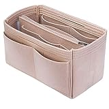 NEPAK Bolso Organizador de Fieltro,Organizador Bolsos de Mujer,Bolsa de Cremallera Desmontable y Llavero(Beige)