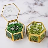 Caja de cristal de la joyería de la vendimia, caja del anillo de boda, sostenedor de la exhibición de la joyería para los anillos de oro, caja geométrica del portador del anillo para el compromiso