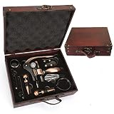 RERXN Caja de madera antigua, accesorios de vino, juegos de regalo – juego de abridor de vino de conejo, sacacorchos vino tapón y vertedor de vino (antiguo 01)