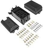 DEDC Caja de Fusibles Coche 6 Vias Relés 6 Hojas Fusibles Protección de Sobrecarga Seguro Universal para Coche Auto Vehículos