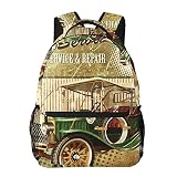 USGYY Mochilas Escolares, Coche de garaje de la década de 1940 Mochila Niños Chicas Casual Mochila para Portatil Mochila Universidad Resistente Mochila Instituto