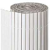 Suinga CAÑIZO ocultación DOBLE CARA 2 x 5 m, PVC blanco, aporta un aspecto moderno, elegante y diferente en su jardín o terraza
