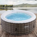 Arebos SPA Hinchable Whirlpool | para Interior y Exterior |  180 cm | 4 Personas | ratán | 100 boquillas de Masaje | con calefacción | 800 litros | Incluye Cubierta | Bubble SPA & Wellness Masaje