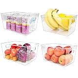 [4 Cajas] Puricon Organizadores de Nevera Caja de Almacenaje, Práctico Organizador de Despensa, para Cocina Despensa Gabinete Baño Armario Cajón - Juego de 4, 2 Grandes, 2 Medianos