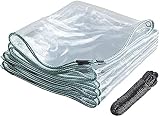 Lonas Transparente Impermeables Exterior con Ojales 420g / m², 0,3 mm de Espesor Lona de Plástico de PVC para Casa Jardín Externo 2x3m