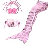 HHD 3Pcs Establece bañadores niña Traje de baño Bañador De Sirena Disfraz De Princesa Bikini niña Cola de Sirena para Nadar Las niñas Bikini de Traje de baño