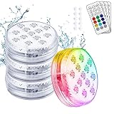Flintronic Luces Led Sumergibles, 4Pcs 13Led RGB Multi Cambio De Color Piscina Luz Led Impermeable,Rf Control Remoto Bajo El Agua Luz Para Base de Florero, Jacuzzi, Tanque De Peces, Acuario DecoracióN