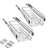 Aufun cajón telescópico extraíble Estante para Armario Estante para cajones de Cocina Estante para cajones para Dormitorio Cesta extraíble para Cocina (para armarios de 30 cm), 2 Piezas