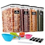 GoMaihe 4L Botes Cocina, Juego de 4 Piezas de Recipiente de Botes Cocina Almacenaje de Plástico de Alimentos Sellados con Tapa, Se Utiliza para Almacenar Cereales, Pasta, Arroz, Harina, Etc