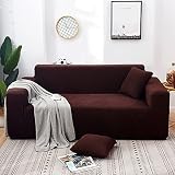Estirable Punto Sofá Slipcover,Suave Lavable Cubiertas de Muebles Antideslizante Duradera Cubierta Del Sofá con Espuma Antideslizante y Fondo Elástico,Protector de Muebles -Café (chaise 75-91 in) + 75