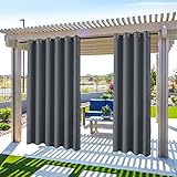 Cortinas Opacas para Exteriores, para jardín, Patio, protección Solar, Cortinas térmicas con Ojales, Impermeables, Resistentes al Viento y a los Rayos UV (Gris Oscuro, 2 Piezas / 132 x 213 cm)