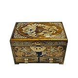 LWW Caja Joyero Chino,Joyeroretro con Cerradura oyas Almacenamiento Collar Pendientes Anillo joyero Muebles y Regalos orientales