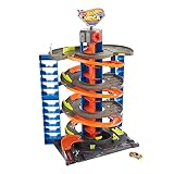 Hot Wheels City Mega garaje, pista de coches de juguete con almacenamiento de vehículos (Mattel HFH03)