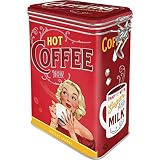 Nostalgic-Art Caja de café Retro Hot Coffee Now – Idea de Regalo para Cocina, Lata con Tapa aromática, Diseño Vintage, 1,3 l