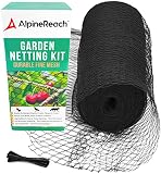 AlpineReach Kit Red de Jardín - Red Pájaros 2m x 20m Negro - Protege Plantas Frutas Flores Árboles para Animales - Cercado Ciervos - Malla Resistente Cubierta Reutilizable y 100 Bridas de Cremallera