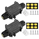 2 Piezas Cajas de Conexiones Impermeable IP68, 2 Vías Cajas de Empalmes de Conector de Cable Estanca Exterior Electrica para Cables Electricos Estancos
