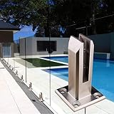 househome Cerca de Cristal de la Piscina, Poste de barandilla de Valla de Piscina de Vidrio de Acero Inoxidable, Soporte de barandilla de Cubierta Barandilla de Tierra para balcón jardín
