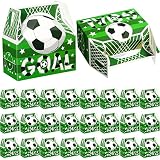 Zonon 25 Cajas de Regalos de Fiesta de Fútbol de Papel Bolsas de Golosinas Dulce de Fútbol Cajas de Regalo de Fiesta de Cumpleaños para Tema de Fútbol 4,8 x 2,4 x 5,2 Pulgadas