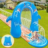 lenbest Tobogán de Agua, Tobogán Infantil para Piscina, Tobogán Hinchable Acuático, Tobogán Agua Deslizante con Arco, Juguete Jardín Resbaladilla de Agua