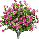 4 Piezas Flores Artificiales,Resistentes a los Rayos UV Plantas,para Interior y Exterior decoración,Decoración de arbustos jardín,Ventana Porche Cocina Colgantes Plantas Decoración (Rosa)