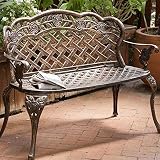 LF-chair Banco de jardín Aluminio Fundido Asiento de jardín anticorrosión Silla Antigua Liviana Hierro Forjado Silla de Patio Porche Asiento Muebles Parque Patio Terraza Balcón (Color : Latón)
