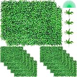 VEVOR Plantas Hiedra Artificial 61 x 40,6 cm, Plantas Artificiales Decorativas 12 Piezas Estera de Seto Artificial de Boj con Espesor de 4 cm Jardín Vertical 100% PE Plantas Artificiales Colgantes